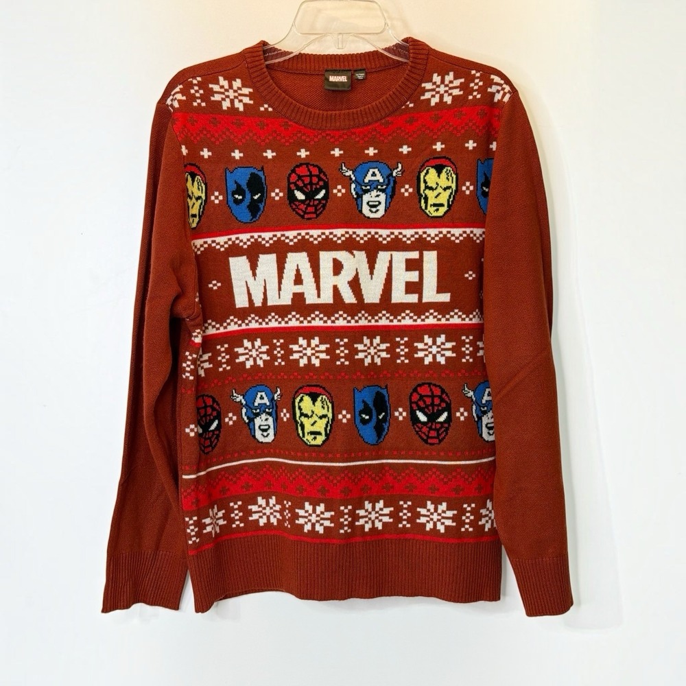 Marvel Knit Graphic Christmas Holiday Pullover Sweater Boys XXL